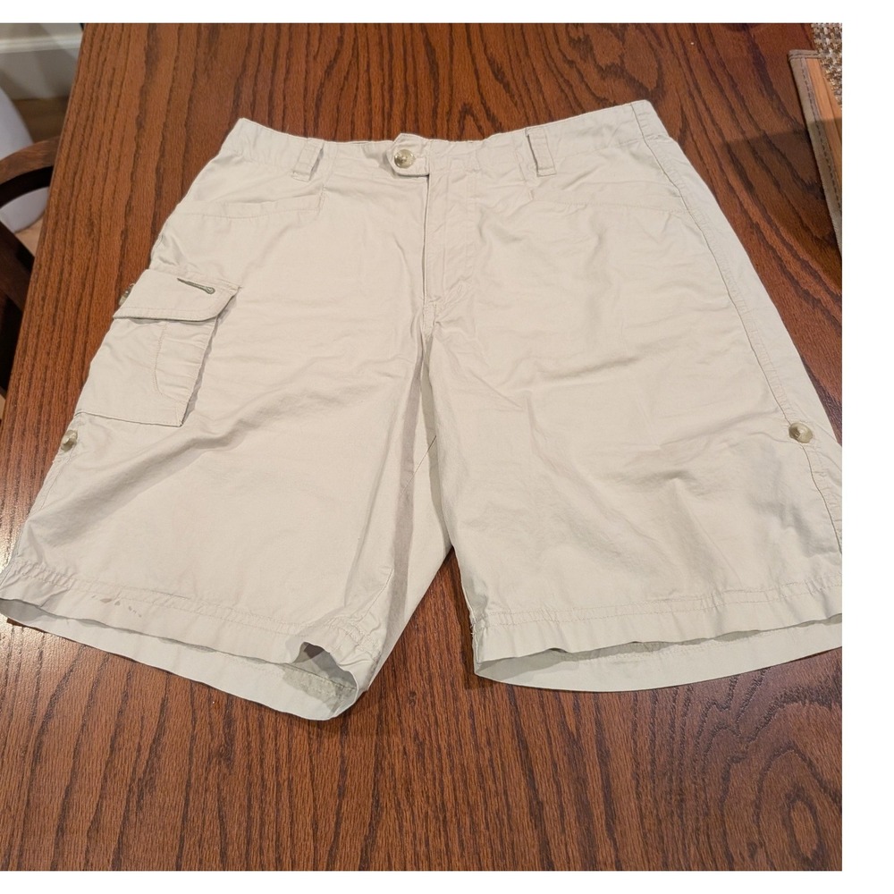 Columbia Womens Tan Khaki Cargo Hiking Shorts Roll Up Hem Size 6 AL4360